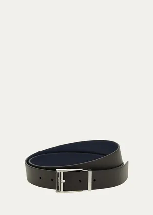 Ferragamo Mens Smooth Leather Roller-Buckle Belt