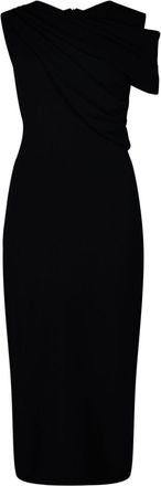 Giambattista Valli draped single-sleeve midi dress - women - Polyester/Viscose/Acrylic - 40 - Black