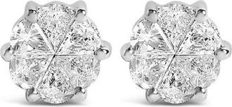 House of Brilliance 14K White Gold 1.00 Cttw Pie Cut Diamond Solitaire Style Stud Earring at Nordstrom