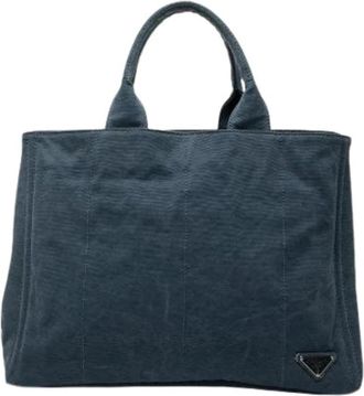 Prada Pre-owned Vintage Tote Bag - Dames - Vintage Shopper - Blauw - ONE Size - Denim - Vintage