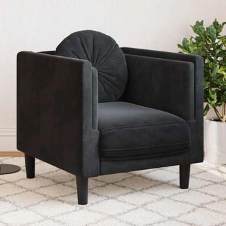 vidaXL Poltrona con Cuscino Nero in Velluto - Vidaxl