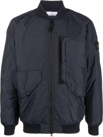 Stone Island Compass-badge panelled bomber jacket - men - Polyamide/Polyamide/Polyurethane Resin/Polyester - L - Blue
