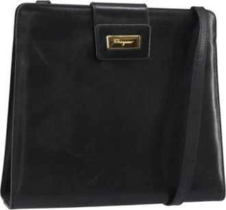 Ferragamo Pre-owned Leren Crossbodytas - Dames - Vintage Schoudertas - Zwart - ONE Size - Leer - Vintage