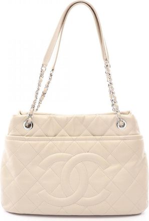 Chanel Ivory Grained Calfskin Handbag Tote Bag (Pre-Owned)