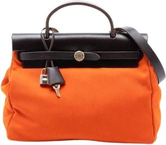 Herm&egrave;s Pre-owned Handbags, female, Orange, Size: ONE SIZE Pre-owned Canvas Shoulder Bag