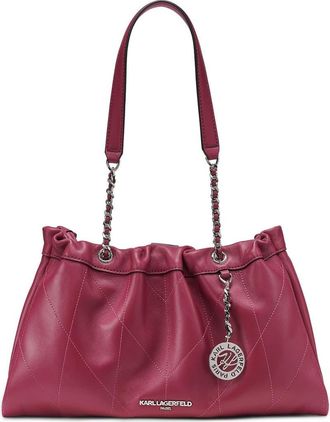 Karl Lagerfeld Amandine Leather Shoulder in Currant at Nordstrom