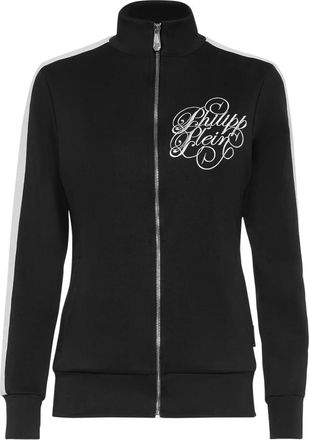 Philipp Plein Tracksuit Jacket Signature - Dames - Vesten met rits - Zwart - XS - Katoen - Hoodies & sweatvesten