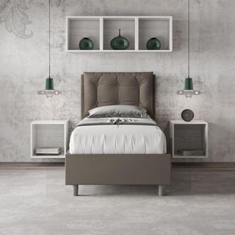 Itamoby Itamoby - Letto singolo con rete imbottito 80x190 similpelle cappuccino Annalisa