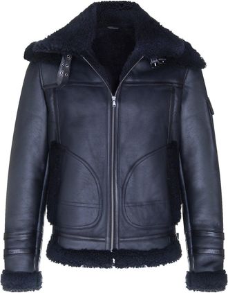 Infinity Leather Mens Retro Sheepskin Bomber Jacket-Asheville