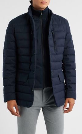 Save The Duck Felipe Water Resistant Quilted Jacket in Navy Blue Melange at Nordstrom, Size Xx-Large