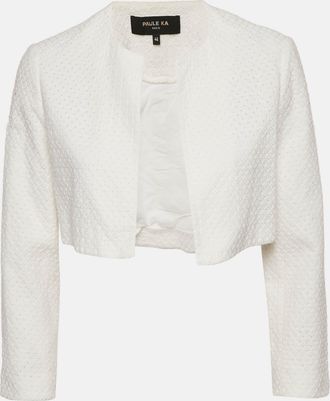 Paule Ka White Broderie Anglaise Cotton Crop Jacket
