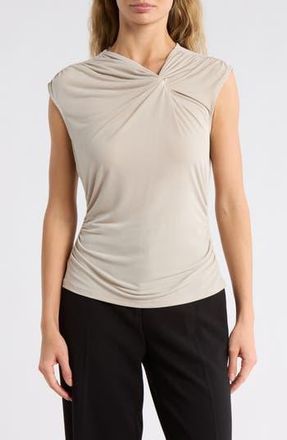 DKNY Asymmetrical Ruched Cap Sleeve Top in Pebble at Nordstrom Rack, Size X-Large