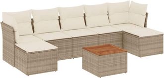vidaXL Vidaxl - Juego De Sof&aacute;s De Jard&iacute;n Con Cojines Beige 8 Pzas Rat&aacute;n Pe
