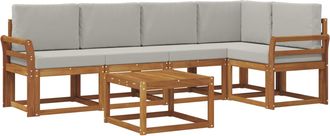 vidaXL Conjunto De Sof&aacute;s De Exterior 6 Uds. Gris Natural Y Claro Vidaxl
