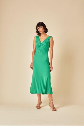Nobody's Child Green Twist Front Athena Midi Dress