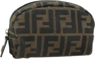 Fendi Pre-owned Bags, female, Brown, Size: ONE SIZE Pre-owned Vintage Zucca Canvas Pouch