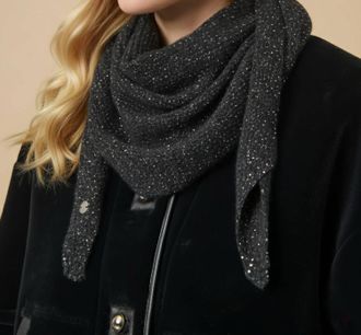 Joseph Ribkoff Sequined Knit Scarf In Black Silver