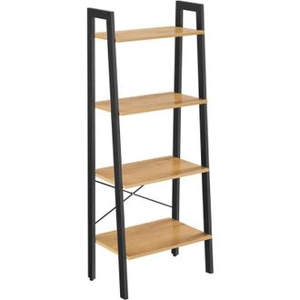 Vasagle Scaffale a 4 livelli, libreria, per soggiorno, camera da letto, cucina, ufficio, stile industriale, struttura in acciaio, marrone miele e