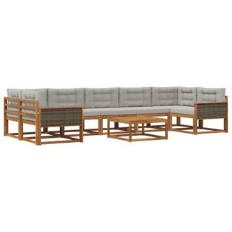 vidaXL Conjunto De Sof&aacute;s De Exterior 8 Pcs Natural Y Gris Claro Vidaxl
