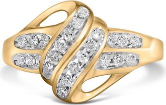 House of Brilliance 10K Yellow Gold Plated.925 Sterling Silver 1.0 Ctw Diamond Flower Cluster Open Halo Floral Ring in Yellow Gold Over Silver at