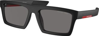 Prada Grey Rectangular Mens Sunglasses PS 02ZSU 1BO02G 55