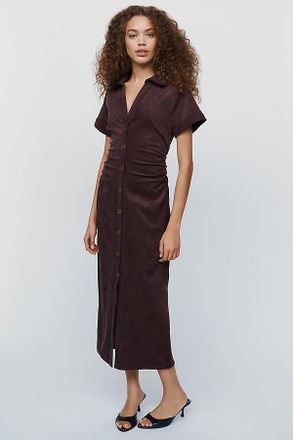 Pilcro Greer Faux Suede Midi Shirtdress