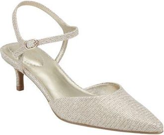 Bandolino Rose Ankle Strap Pointed Toe Kitten Heel Sandal in Gold at Nordstrom, Size 7.5