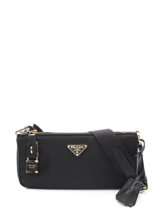 Prada 2020s leather shoulder bag - women - Nylon - One Size - Black