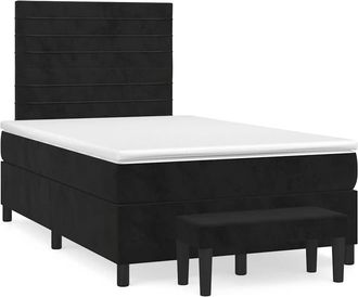 vidaXL Cama Box Spring Con Colch&oacute;n Terciopelo Negro 120x190 Cm Vidaxl