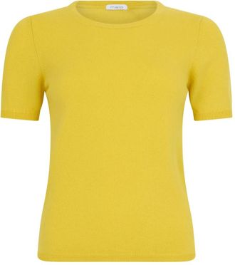 Malo Kortgebreide trui met ronde hals - Dames - Ronde hals truien - Geel - M - Kasjmier - Truien & Vesten