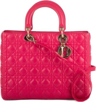 Dior Borsa a mano Cannage Lady Dior two-way media - Rosa