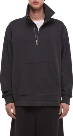 Helmut Lang Quarter Zip Sweatshirt in Vintage Black at Nordstrom, Size Xx-Large