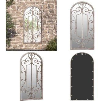 vidaXL Specchio da Giardino Sabbia 70x30 cm in Ferro per Uso Esterno - Specchio in ferro - Specchio esterno