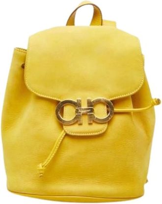 Ferragamo Pre-owned Backpacks, female, Yellow, Size: ONE SIZE Pre-owned Leather Backpack