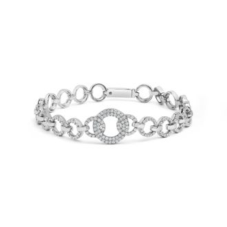 House of Brilliance 925 Sterling Silver 1.00 Cttw Diamond Interlinking Open Circle Link Bracelet