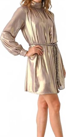 Lavender Brown Royal Mini Dress In Gold