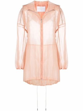 Fabiana Filippi semi-sheer hooded parka coat - Pink
