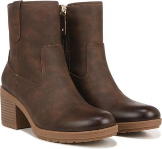 Dr. Scholls Pearl Boots Womens Brown Faux Leather Ankle Bootie LION1076