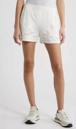 LoveShackFancy Abrah Embroidered Eyelet Short In True White