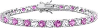 Delmar Sterling Silver Lab Grown White & Pink Sapphire Tennis Bracelet at Nordstrom Rack
