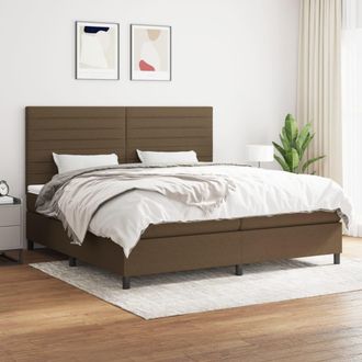 vidaXL Vidaxl - Cama Box Spring Con Colch&oacute;n Tela Marr&oacute;n Oscuro 200x200 Cm