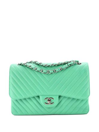 Chanel Classic Double Flap Bag Chevron Caviar Jumbo shoulder bag - women - Calf Leather - One Size - Green