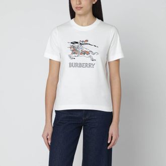 Burberry T-shirt bianca in cotone con disegno EKD