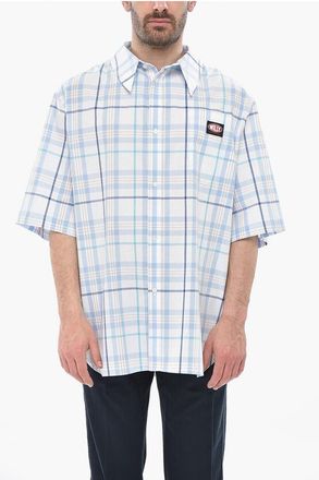 Willy Chavarria Palid Checked Shirt with Italian Collar size L