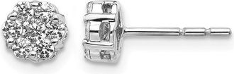Diamond2Deal 14K White Gold 1/2 ct Lab Grown Diamond Cluster Push Back Stud Earrings VS Clarity, G-H Color