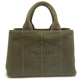 Prada Canapa Gold Canvas Tote Bag (Pre-Owned)