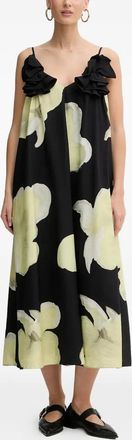 Stine Goya Abito a fiori con ruches - Nero