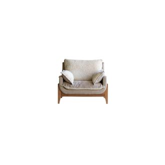 Tikamoon Sill&oacute;n de roble macizo y tela linen
