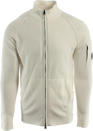 C.P. Company Knitted Pullover Zip Total Eclipse - Heren - Vesten - Wit - M - Katoen - Truien & Vesten