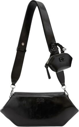 Ganni Bou Bag East/West Shine - Dames - Schoudertassen - Zwart - ONE Size - Leer - Tassen